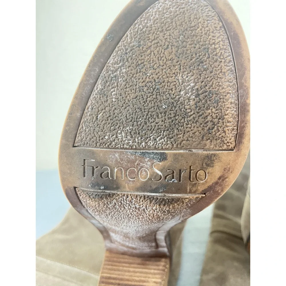 Franco Sarto Boots Womens Size 7 Taupe Suede Over The Knee Ellyn‎ Block Heel